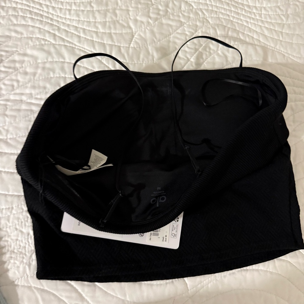 ALO Yoga Black Strapless Bandeau Tank with Removable Straps